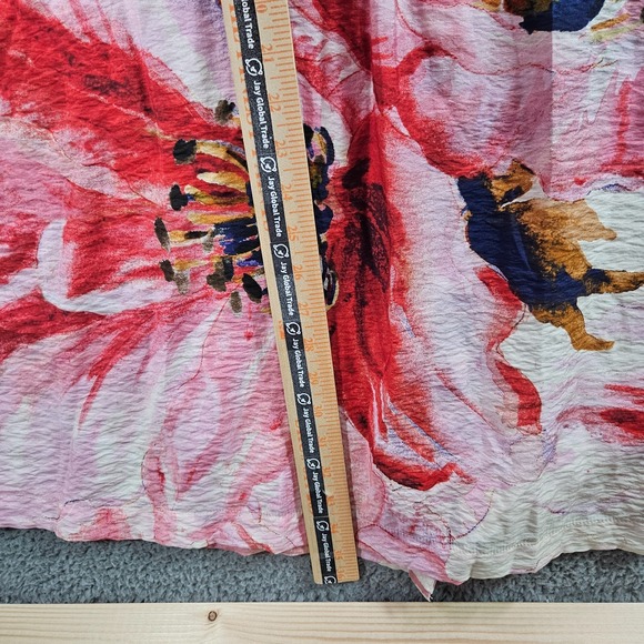 NEW John Mark Shirt Top Women 3X Button Up Large Floral Print Pink Red - Picture 11 of 12